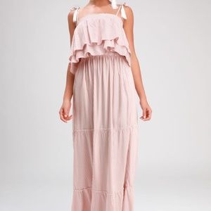 Lulus Live Laugh Layer Rusty Rose Striped Maxi